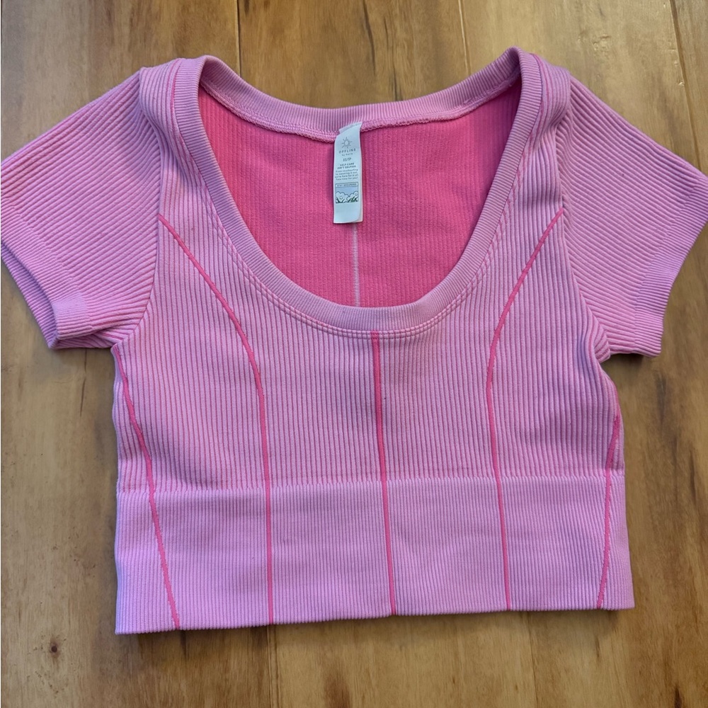 Pink Ribbed Women's Top